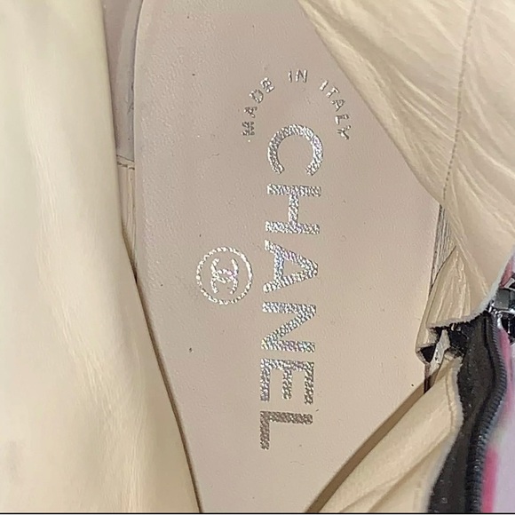 CHANEL size 38.5 abstract floral watercolor RIDING BOOTS spring 2015 collection - Picture 4 of 12